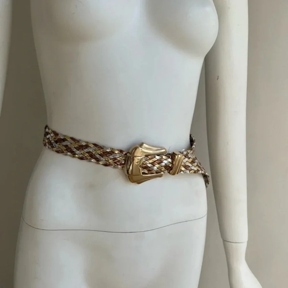 Vintage Gold Woven Belt 38